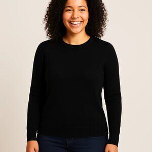 Katherine Barklay Women's Black 100% Merino Wool Extra Fine Crew Sweater S